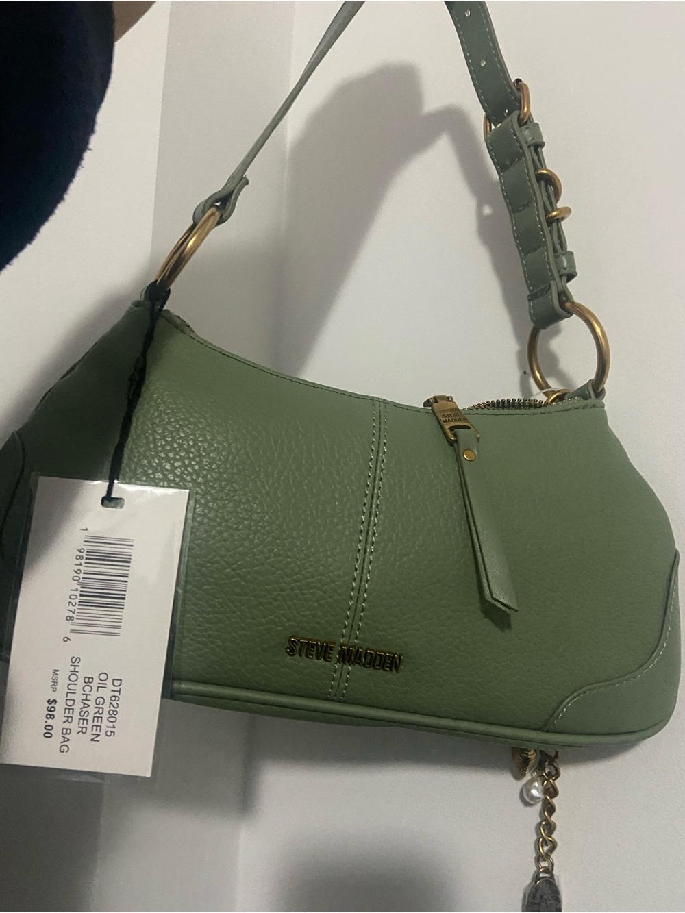 Steve Madden Olive Green Bchaser Shoulder Bag with Gold Hardware
